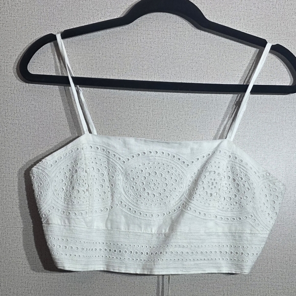 Joie Tops - Joie White Eyelet Crop Top 100% Linen